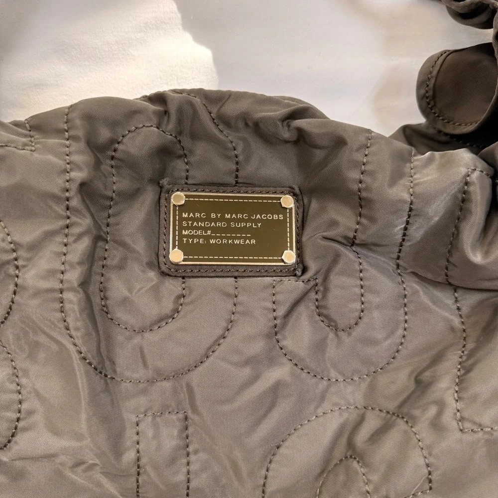 Marc by Marc Jacobs Standard Supply Workwear Nylon Quilted Hobo Bag Brown Olive